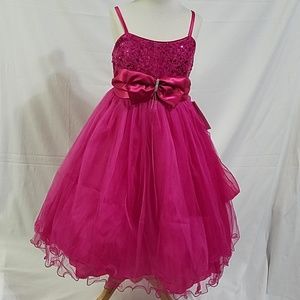 Fuchsia Tank Sequin Bodice Wire Tulle Dres